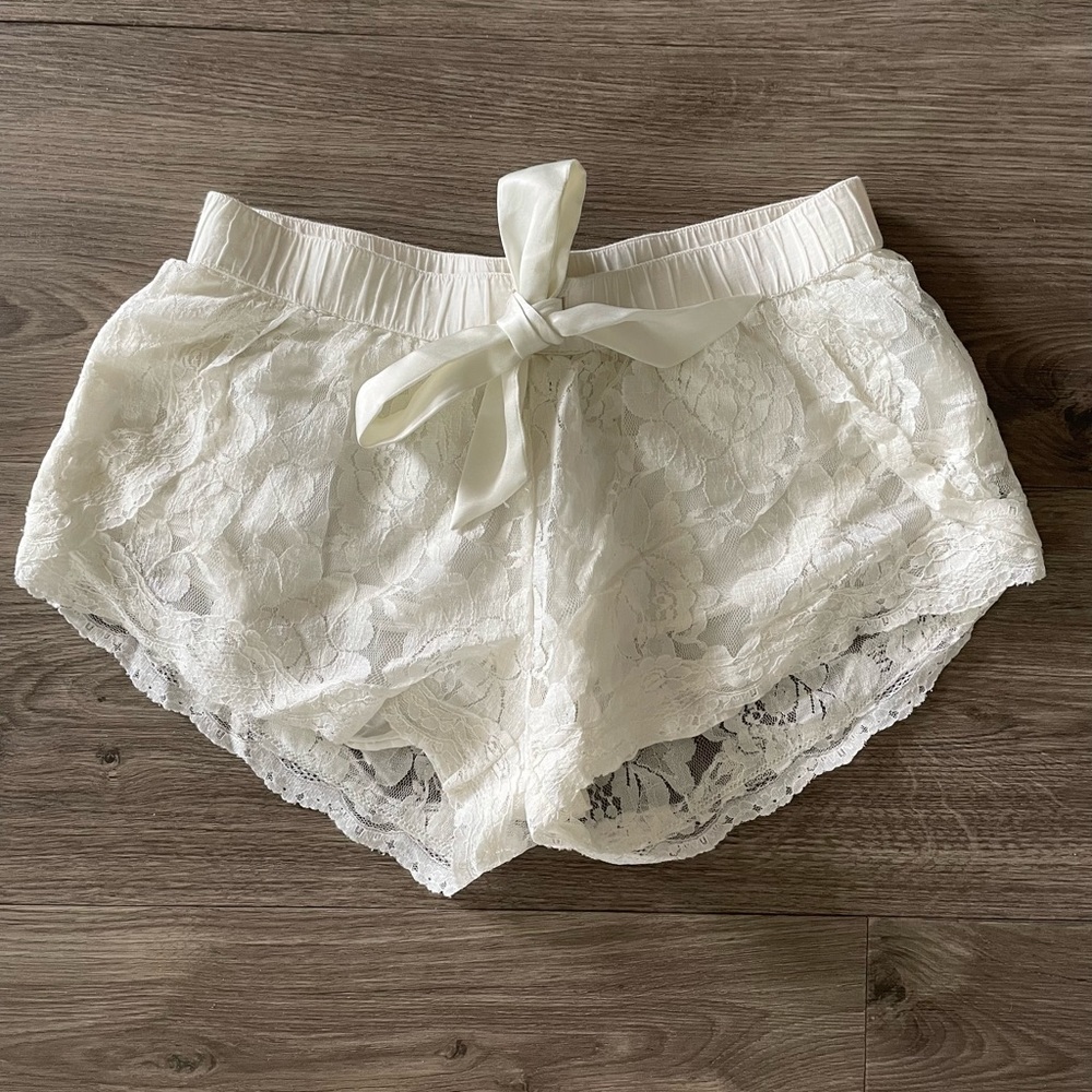 Aerie White Lace PJ Shorts